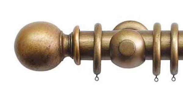 Jones Grande 63mm Antique Gold Curtain Pole Ball Finial - Curtain Poles Emporium
