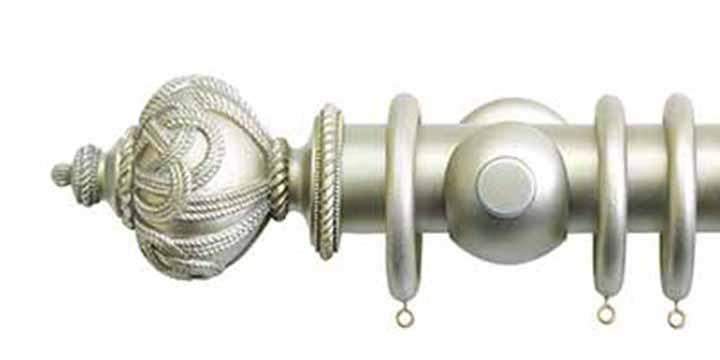 Jones Grande 63mm Champagne Silver Curtain Pole Rope Finial - Curtain Poles Emporium