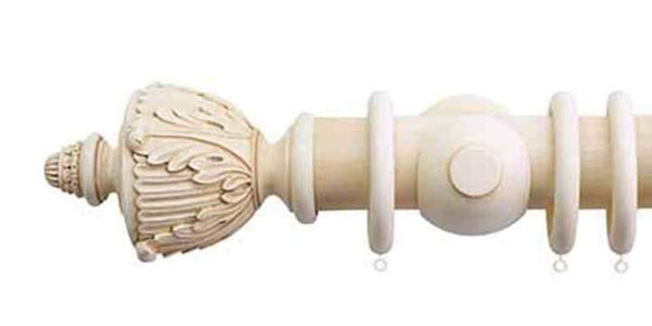 Jones Grande 63mm Ivory Curtain Pole Acanthus Finial - Curtain Poles Emporium