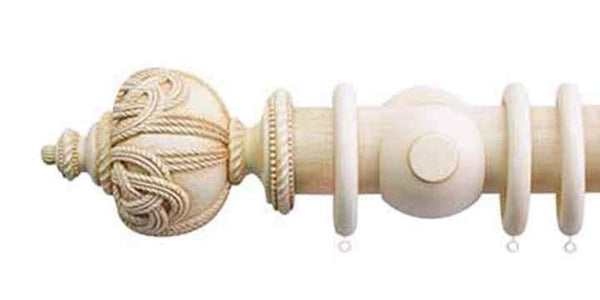 Jones Grande 63mm Ivory Curtain Pole Rope Finial - Curtain Poles Emporium