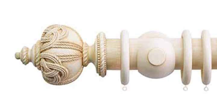 Jones Grande 63mm Ivory Curtain Pole Rope Finial - Curtain Poles Emporium