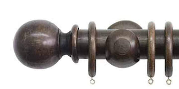 Jones Grande 63mm Oak Curtain Pole Ball Finial - Curtain Poles Emporium