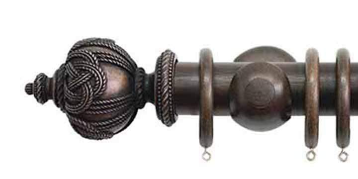 Jones Grande 63mm Oak Curtain Pole Rope Finial - Curtain Poles Emporium