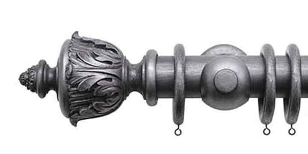 Jones Grande 63mm Pewter Curtain Pole Acanthus Finial - Curtain Poles Emporium