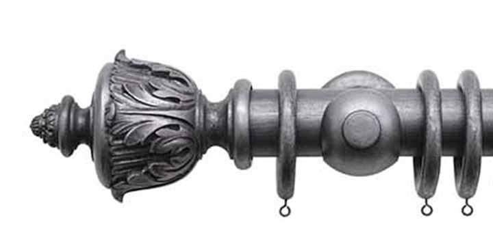 Jones Grande 63mm Pewter Curtain Pole Acanthus Finial - Curtain Poles Emporium