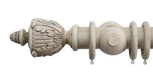 Jones Grande 63mm Putty Curtain Pole with Acanthus Finial - Curtain Poles Emporium