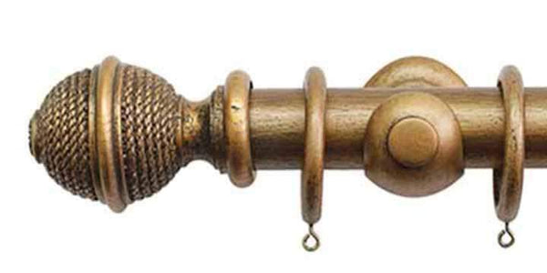 Jones Hardwick 40mm Antique Gold Curtain Pole Woven Finial - Curtain Poles Emporium
