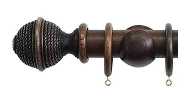 Jones Hardwick 40mm Oak Curtain Pole Woven Finial - Curtain Poles Emporium