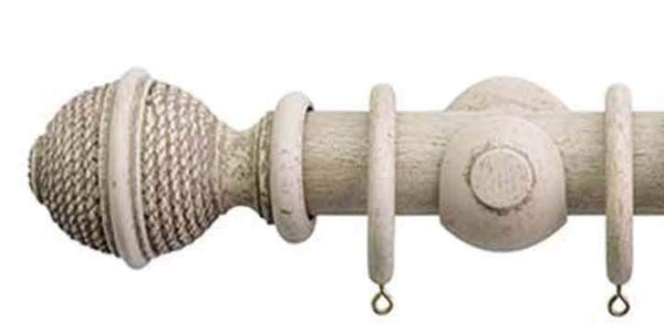Jones Hardwick 40mm Putty Curtain Pole Woven Finial - Curtain Poles Emporium