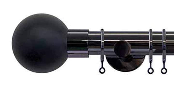 Jones Interiors Strand 35mm Black Nickel Curtain Pole Charcoal Painted Finial - Curtain Poles Emporium