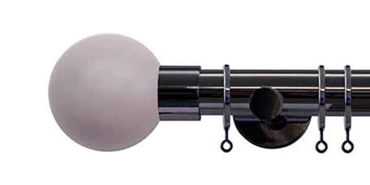 Jones Interiors Strand 35mm Black Nickel Curtain Pole Heather Painted Finial - Curtain Poles Emporium