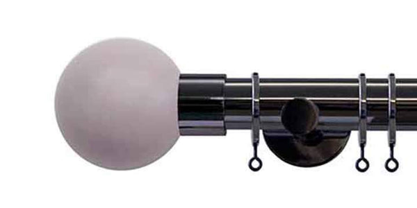 Jones Interiors Strand 35mm Black Nickel Curtain Pole Heather Painted Finial - Curtain Poles Emporium