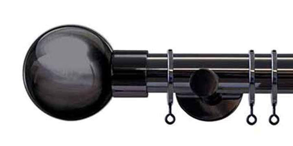 Jones Interiors Strand 35mm Black Nickel Curtain Pole Metal Ball Finial - Curtain Poles Emporium