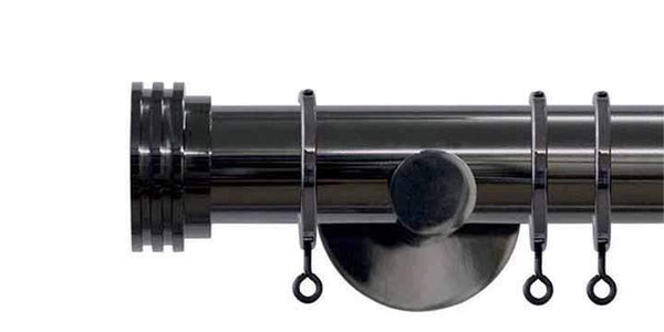 Jones Interiors Strand 35mm Black Nickel Curtain Pole Ribbed End Stopper - Curtain Poles Emporium