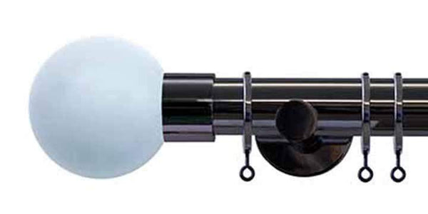 Jones Interiors Strand 35mm Black Nickel Curtain Pole Sky Painted Finial - Curtain Poles Emporium