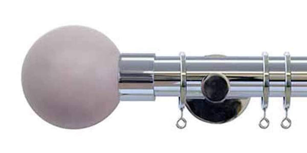 Jones Interiors Strand 35mm Chrome Curtain Pole Heather Painted Finial - Curtain Poles Emporium