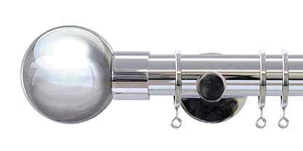 Jones Interiors Strand 35mm Chrome Curtain Pole Metal Ball Finial - Curtain Poles Emporium