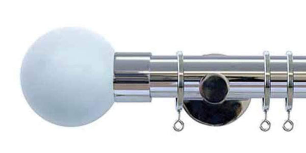 Jones Interiors Strand 35mm Chrome Curtain Pole Sky Painted Finial - Curtain Poles Emporium