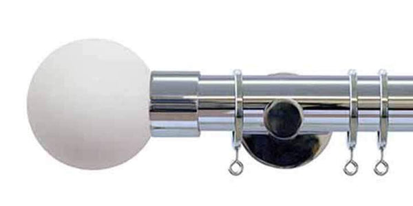 Jones Interiors Strand 35mm Chrome Curtain Pole Stone Painted Finial - Curtain Poles Emporium