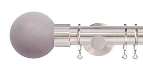 Jones Interiors Strand 35mm Matt Nickel Curtain Pole Heather Painted Finial - Curtain Poles Emporium