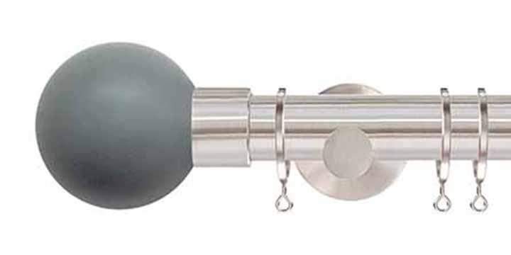 Jones Interiors Strand 35mm Matt Nickel Curtain Pole Lead Painted Finial - Curtain Poles Emporium