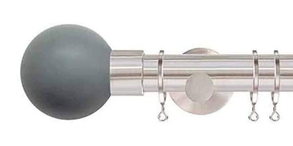 Jones Interiors Strand 35mm Matt Nickel Curtain Pole Lead Painted Finial - Curtain Poles Emporium