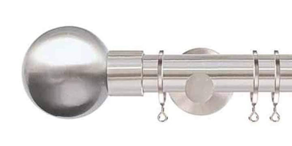 Jones Interiors Strand 35mm Matt Nickel Curtain Pole Metal Ball Finial - Curtain Poles Emporium