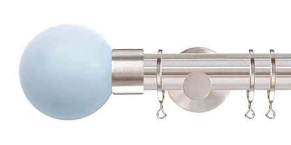 Jones Interiors Strand 35mm Matt Nickel Curtain Pole Sky Painted Finial - Curtain Poles Emporium