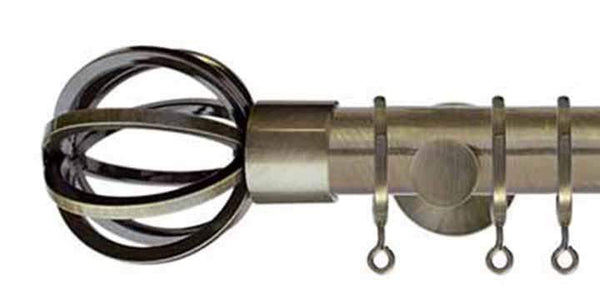 Jones Lunar 28mm Burnished Brass Curtain Pole Cage finial - Curtain Poles Emporium