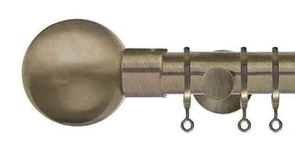 Jones Lunar 28mm Burnished Brass Curtain Pole Metal Sphere finial - Curtain Poles Emporium