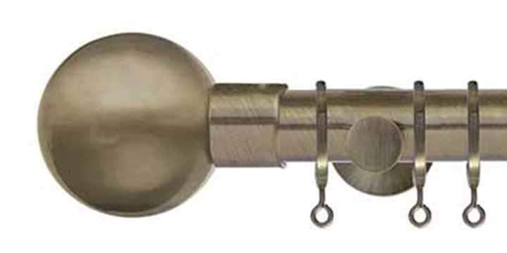 Jones Lunar 28mm Burnished Brass Curtain Pole Metal Sphere finial - Curtain Poles Emporium