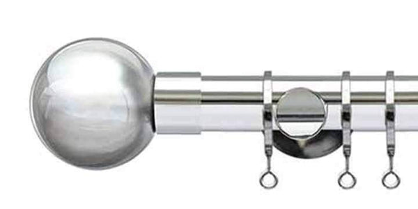 Jones Lunar 28mm Chrome Curtain Pole Sphere Finial - Curtain Poles Emporium