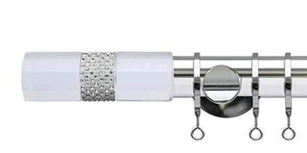 Jones Lunar 28mm Chrome Curtain Pole Tiffany Clear Acrylic finial - Curtain Poles Emporium