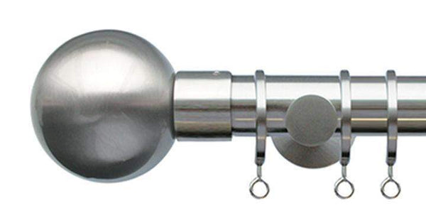 Jones Lunar 28mm Matt Nickel Curtain Pole Metal Sphere finial - Curtain Poles Emporium