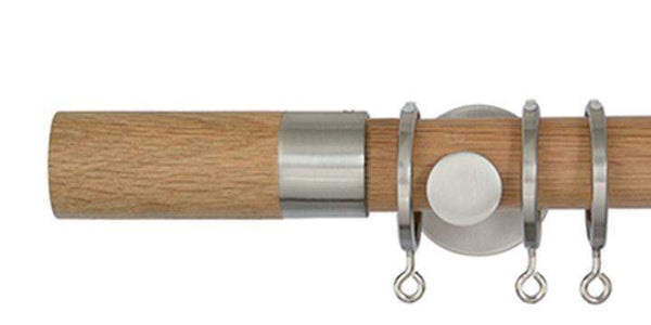 Jones Lunar 28mm Oak Curtain Pole Barrel finial - Curtain Poles Emporium