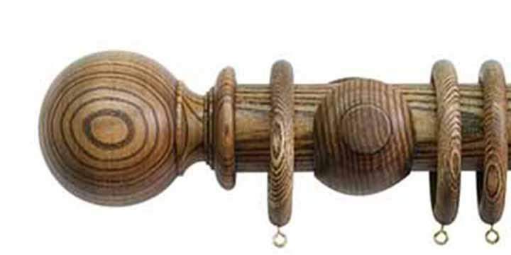 Jones Oakham 50mm Light Oak Curtain Pole Ball Finial - Curtain Poles Emporium