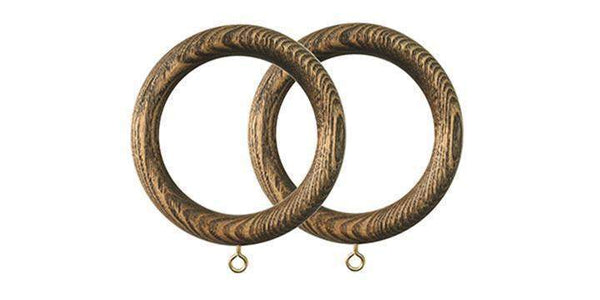 Jones Oakham 50mm Light Oak Curtain Rings (Pack of 4) - Curtain Poles Emporium
