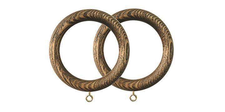 Jones Oakham 50mm Light Oak Curtain Rings (Pack of 4) - Curtain Poles Emporium