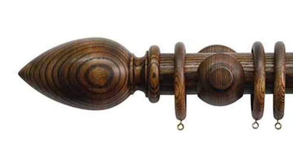 Jones Oakham 50mm Mid Oak Curtain Pole Cone Finial - Curtain Poles Emporium