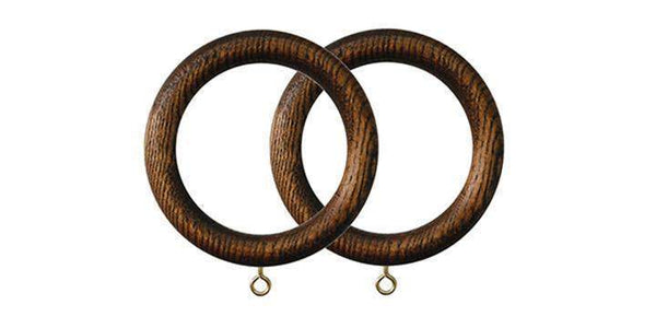 Jones Oakham 50mm Mid Oak Curtain Rings (Pack of 4) - Curtain Poles Emporium