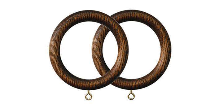 Jones Oakham 50mm Mid Oak Curtain Rings (Pack of 4) - Curtain Poles Emporium