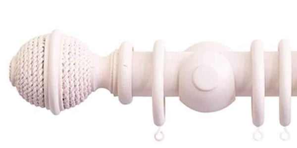 Jones Seychelles 40mm Blush Curtain Pole Woven Rope Finial - Curtain Poles Emporium
