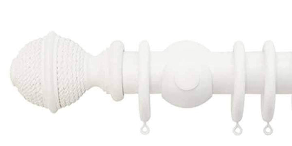 Jones Seychelles 40mm Cotton Curtain Pole Woven Rope Finial - Curtain Poles Emporium