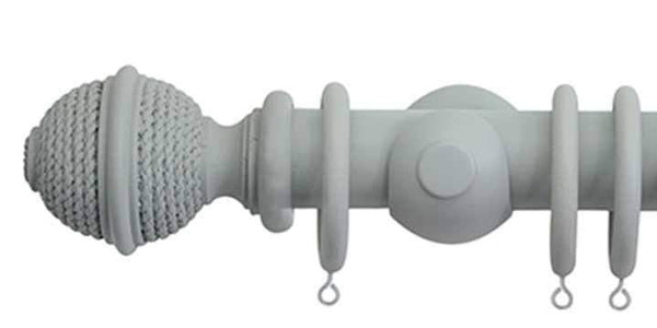 Jones Seychelles 40mm Haze Curtain Pole Woven Rope Finial - Curtain Poles Emporium