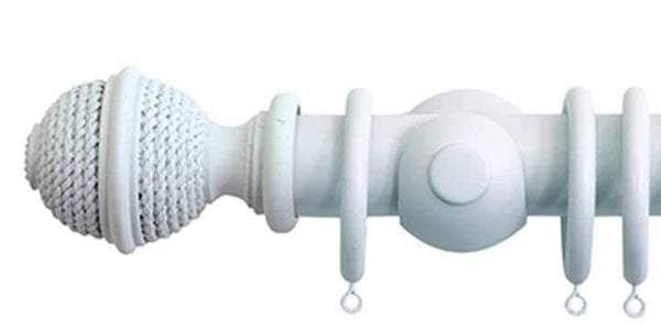 Jones Seychelles 40mm Mist Curtain Pole Woven Rope Finial - Curtain Poles Emporium