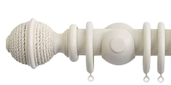 Jones Seychelles 40mm Sand Curtain Pole Woven Rope Finial - Curtain Poles Emporium