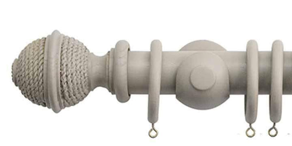 Jones Seychelles 40mm Truffle Curtain Pole Woven Rope Finial - Curtain Poles Emporium