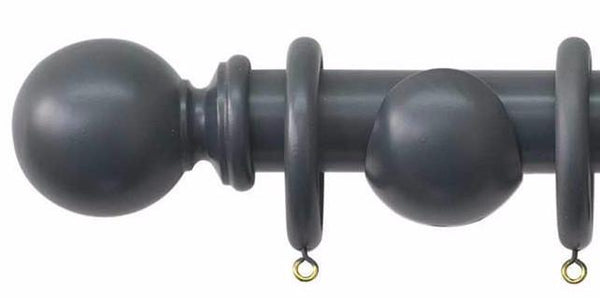 Jones Shore 35mm Charcoal Curtain Pole Ball Finial - Curtain Poles Emporium