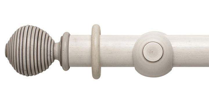 Modern Country 45mm Brushed Ivory Curtain Pole Ribbed Ball Finial - Curtain Poles Emporium