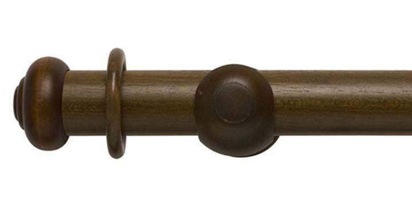 Modern Country 45mm Dark Oak Curtain Pole Button Finial - Curtain Poles Emporium
